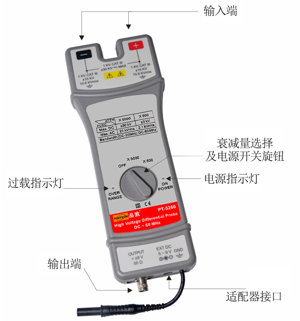 PINTECH品致PT-5260高压差分探头 PINTECH品致PT-5260高压差分探头